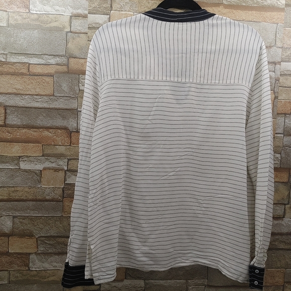 Zara Basic Tunic Blouse Bow Tie Blue/White XL - Picture 8 of 8